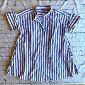 Banana Republic Stripe Tunic Shirt Dress Striped Beach Preppy Pockets Oversized